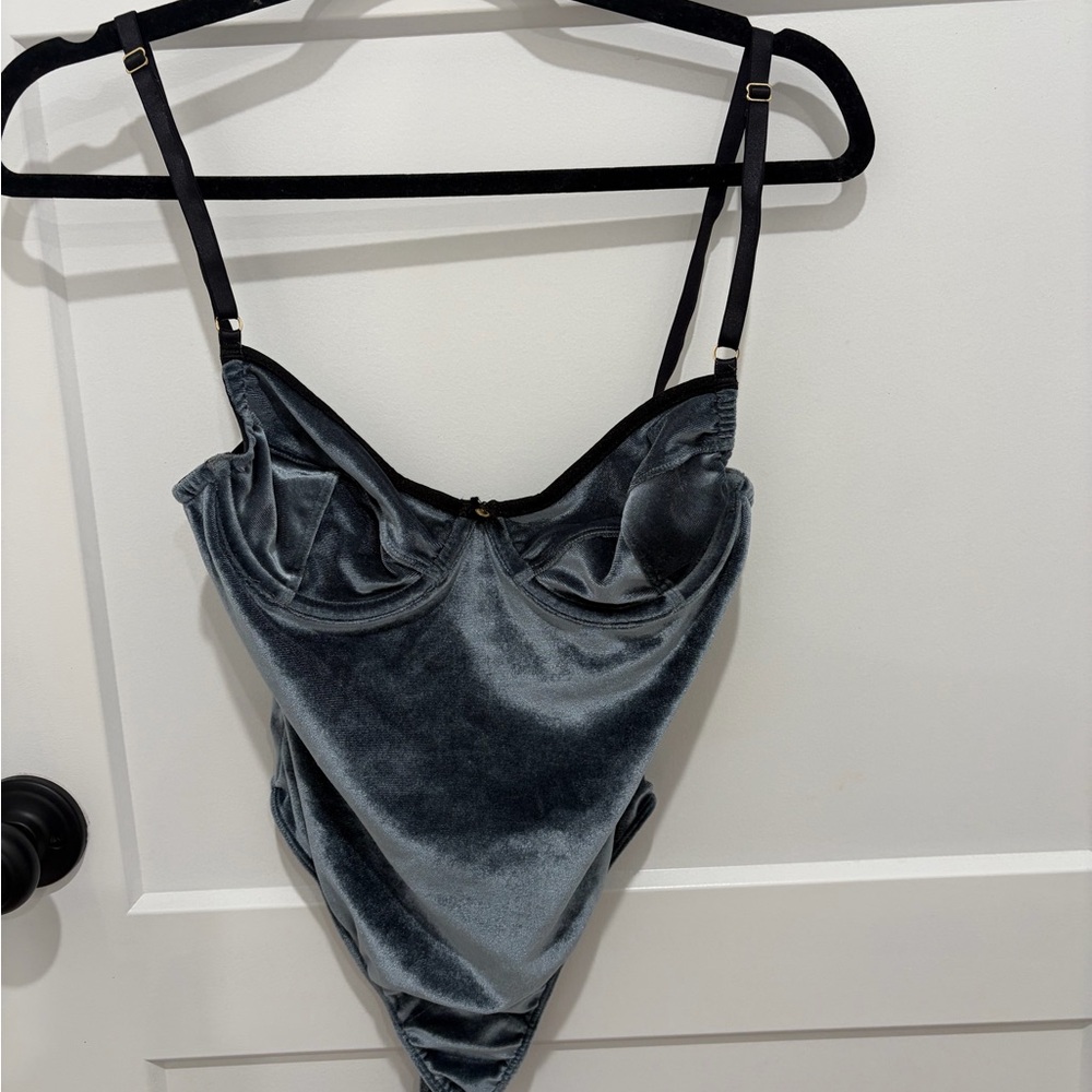 Velvet Bodysuit with Straps